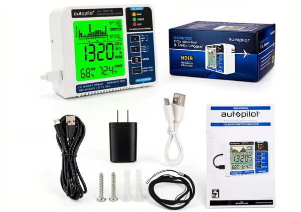 Hydrofarm CO2 Monitor Data Logger White Blue Temperature-5