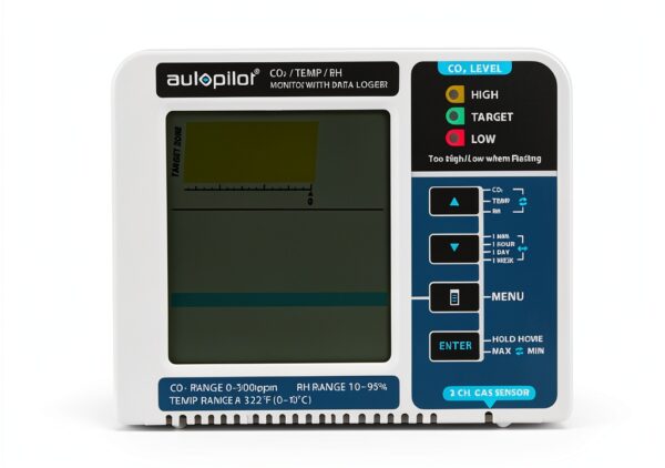 Hydrofarm CO2 Monitor Data Logger White Blue Temperature-1