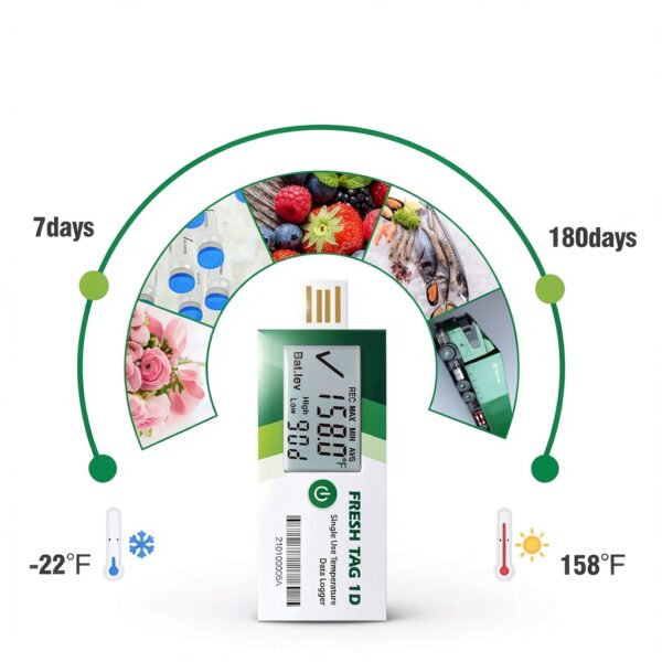 Fresh Tag 1D USB Temperature Data Logger LCD Screen IP67-1