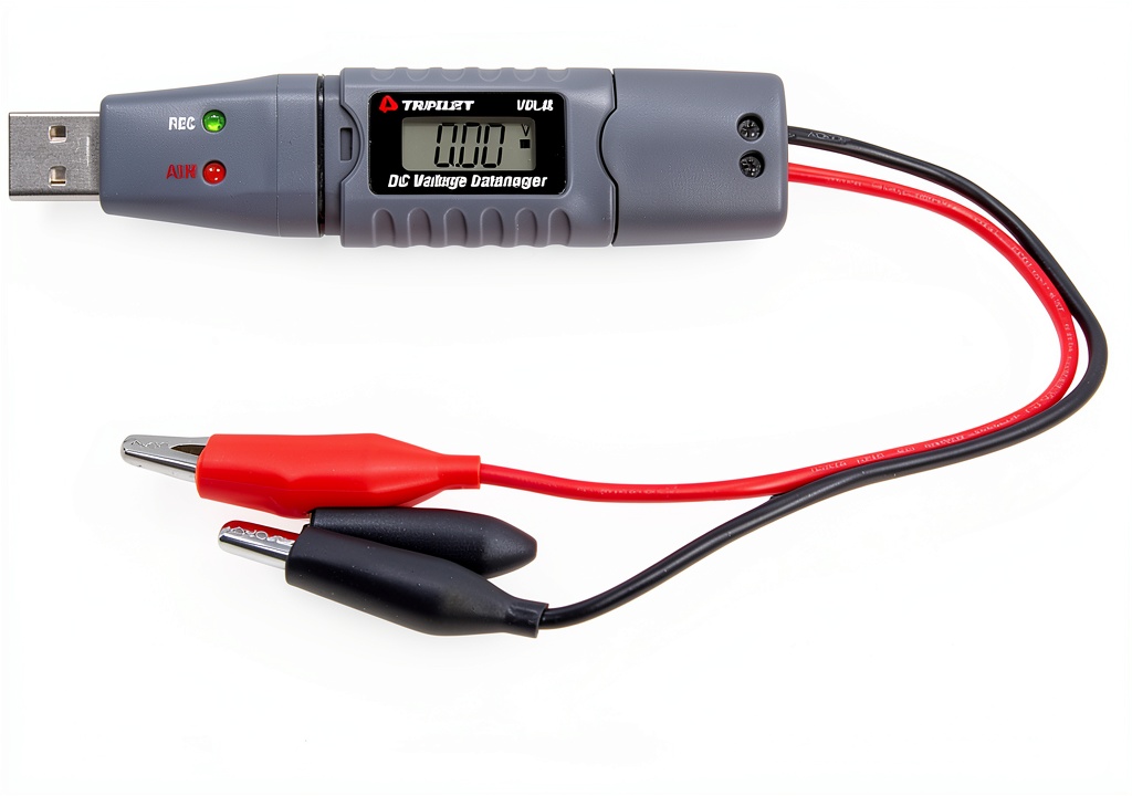 Triplett Data Logger displaying voltage readings on an LCD screen