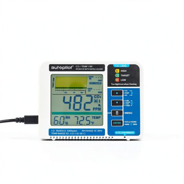 Hydrofarm CO2 Monitor Data Logger White Blue Temperature-8
