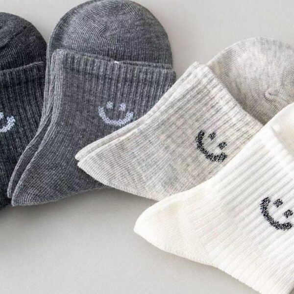 Boys Ankle Socks Cotton Blend Happy Face Design Toddler-2