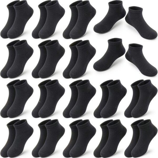 Kids Black Cotton Socks 18 Pairs Low Cut Unisex Children-3
