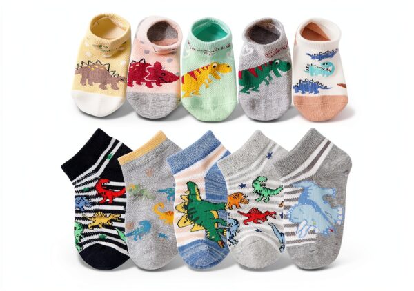 Dinosaur Socks Boys Ankle Breathable Fabric Fun Print-0