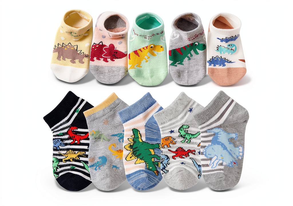 Child wearing dinosaur socks while playing on a sunny playground