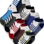 Boys Ankle Socks 10 Pack Cushioned Arch Colorblock Design-0
