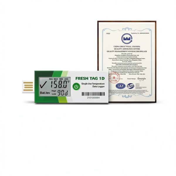 Fresh Tag 1D USB Temperature Data Logger LCD Screen IP67-8