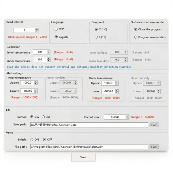 GOWENIC Temperature Logger Dual Sensor Hyperbola Display-5
