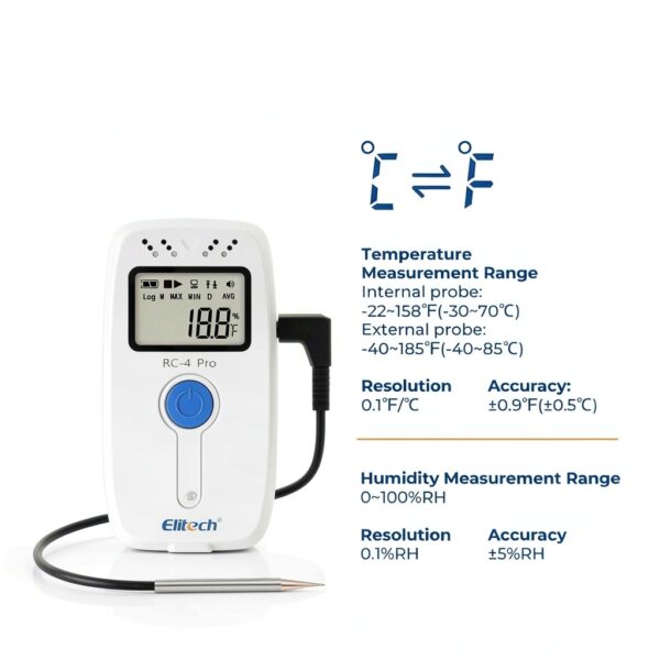 Elitech RC-4 Temperature Data Logger USB Alarm 64000 Points-1