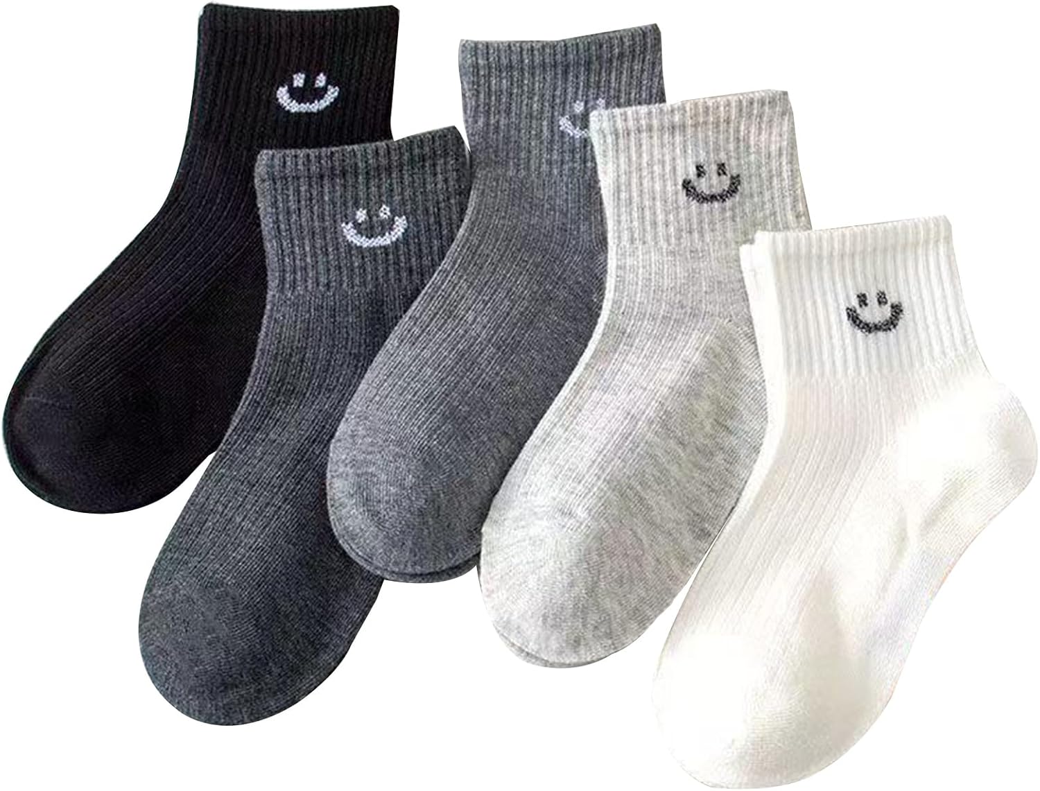 Boys ankle socks with happy face design on a toddler's feet