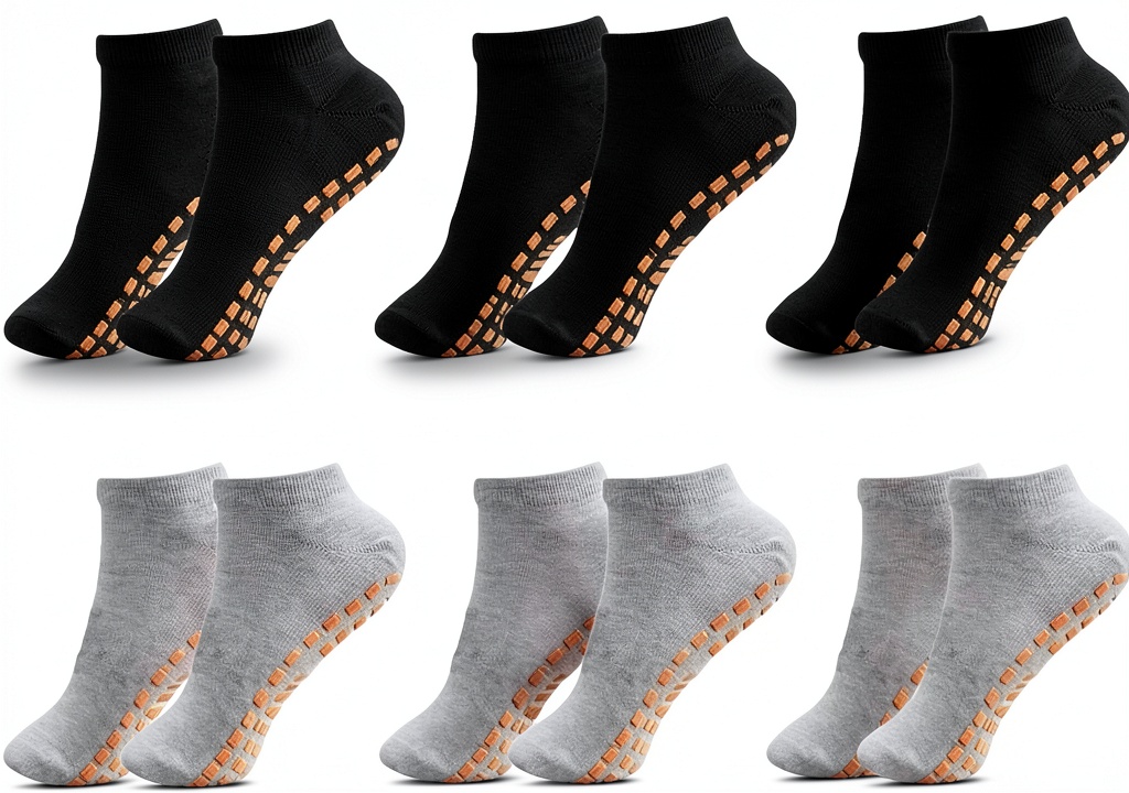 Real‑life scene of a toddler wearing non slip toddler socks while playing on a hardwood floor