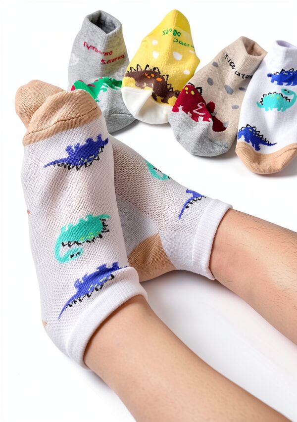 Dinosaur Socks Boys Ankle Breathable Fabric Fun Print-4