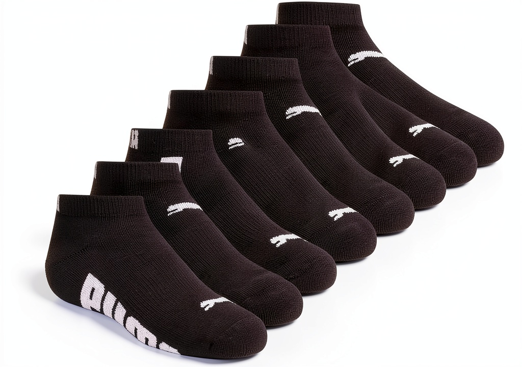 Installing PUMA Kids Athletic Socks Cushioned Arch Support Sizes on a wooden desk