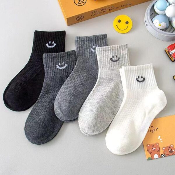 Boys Ankle Socks Cotton Blend Happy Face Design Toddler-3