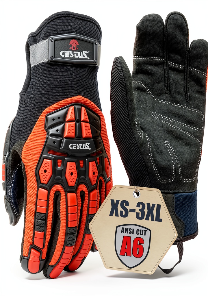 Worker wearing Cestusline impact gloves on a construction site