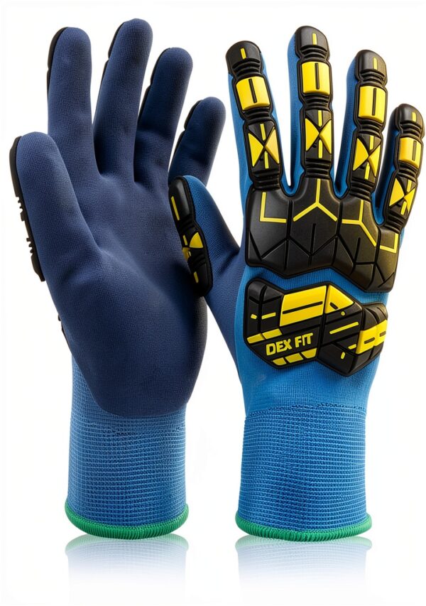 Blue Impact Safety Gloves Large 1 Pair Waterproof Insulated-0