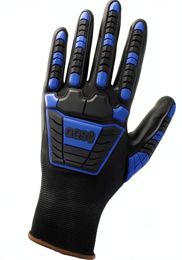 Impact Reducing Safety Gloves Large Black Blue by Global Glove-1