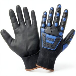 Impact Reducing Safety Gloves Large Black Blue by Global Glove-0