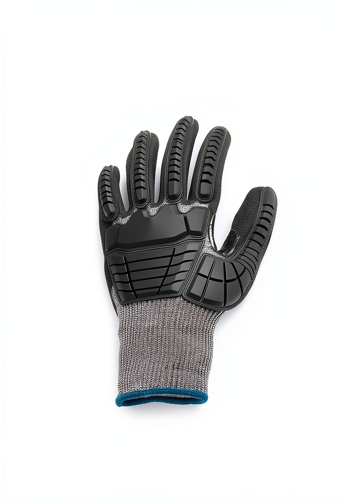 Hands wearing impact reducing safety gloves while tightening bolts on a car engine
