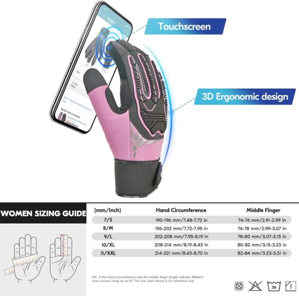 Vgo Heavy Duty Leather Work Gloves Women Impact Protection Purple-5