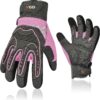 Vgo Heavy Duty Leather Work Gloves Women Impact Protection Purple-0