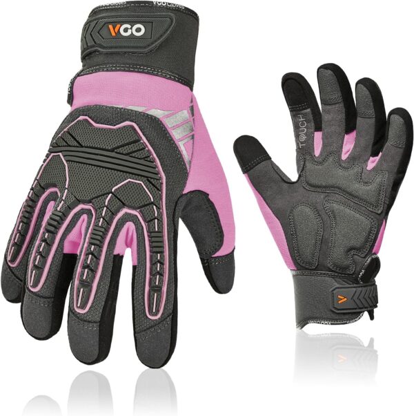 Vgo Heavy Duty Leather Work Gloves Women Impact Protection Purple-0
