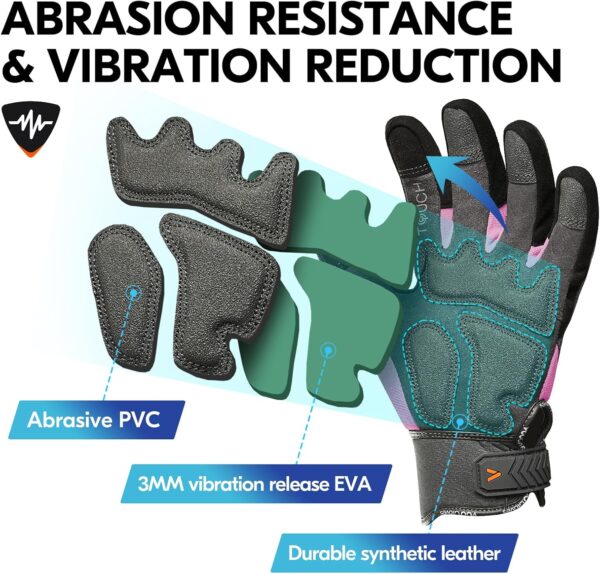 Vgo Heavy Duty Leather Work Gloves Women Impact Protection Purple-3