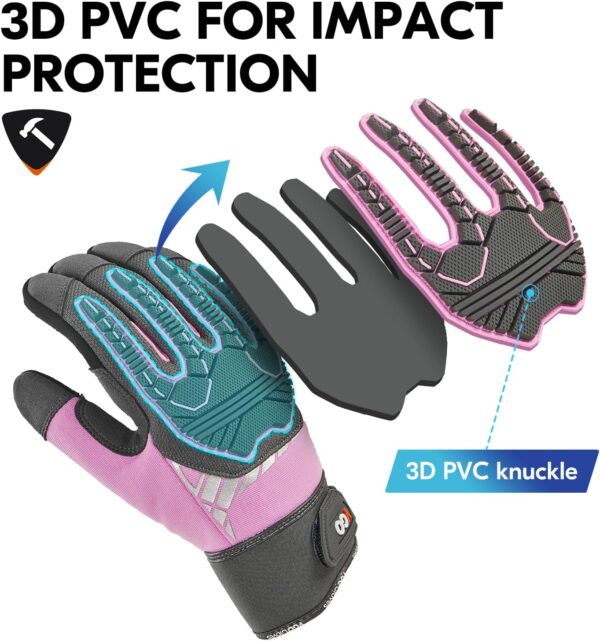 Vgo Heavy Duty Leather Work Gloves Women Impact Protection Purple-1