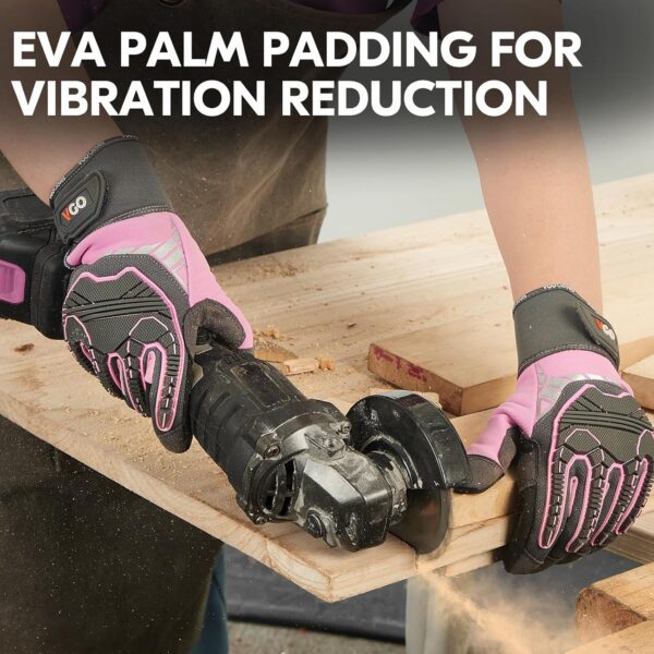 Vgo Heavy Duty Leather Work Gloves Women Impact Protection Purple-4